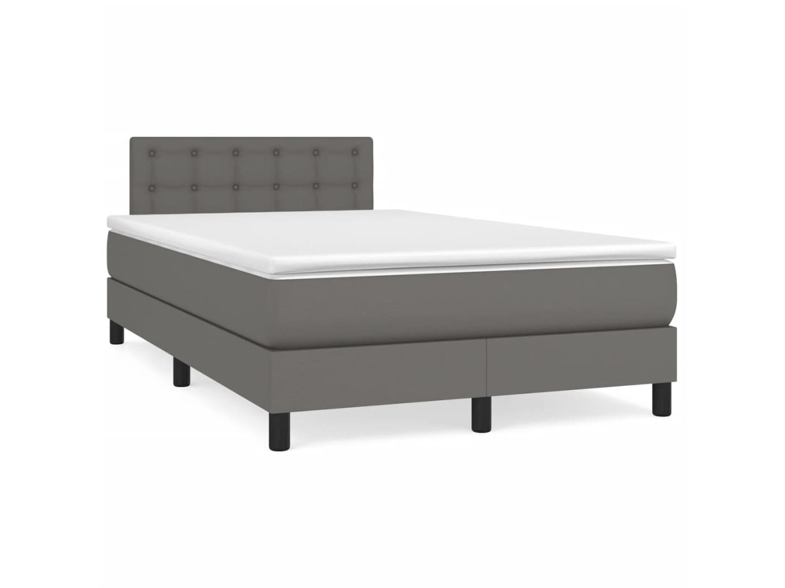 Cama Boxspring Com Colchão 120x190 Cm Couro Artificial Cinzento