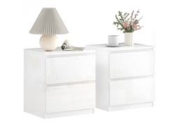 Conjunto De 2 Mesas De Cabeceira Melamina De Madeira Cor Branco 40x34x45 Cm Homcom