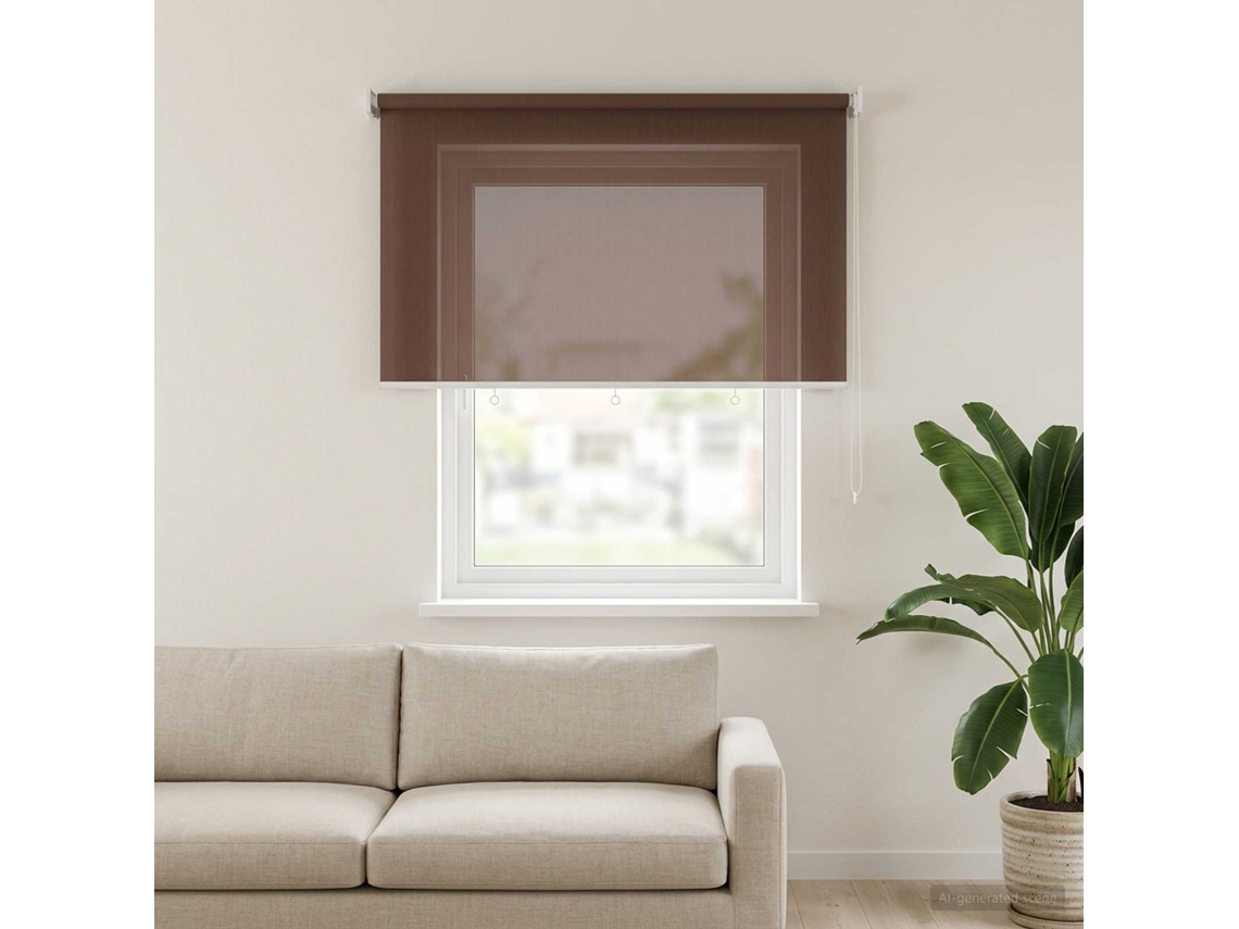 Vidaxl Persiana Rolô Externa Com Bloco De 90% Uv Cinzento-acastanhado