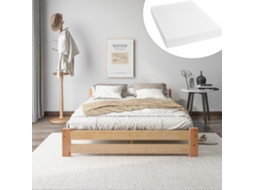 Cama Futon Madeira Maciça Natural 200x140cm Com Colchões