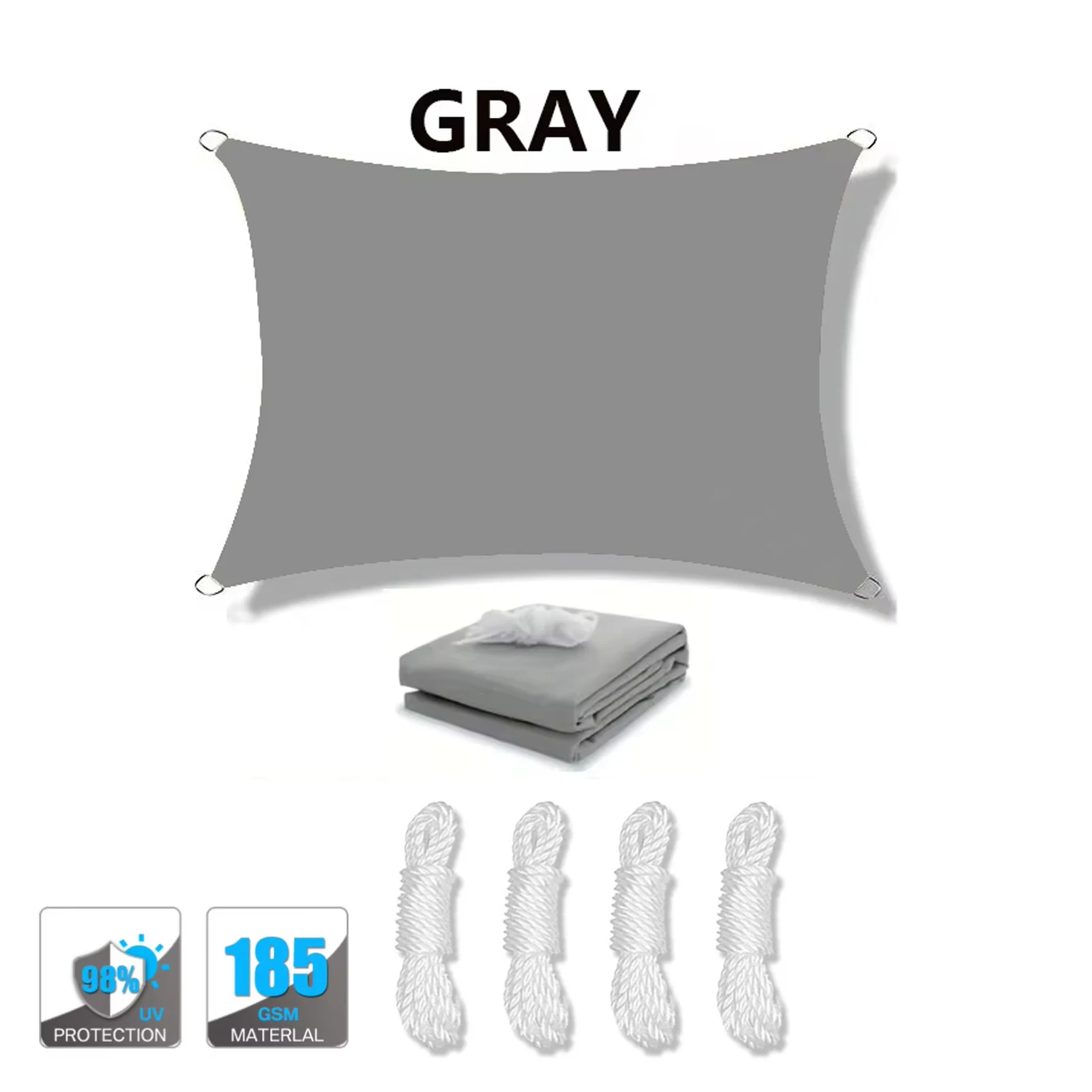 Vela de Sombreamento MDUG cinza 300x300cm proteção UV 95%