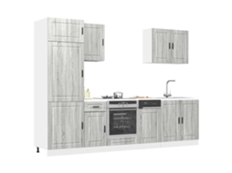Vidaxl 7 Peças Armário De Cozinha Conjunto Porto Cinza Sonoma