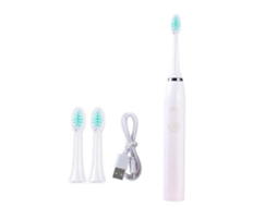 Escova De Dentes Elétrica Recarregável Para Adultos, À Prova D'água, Ideal Para Viagens, Com 3 Cabeças De Escova, Branca.