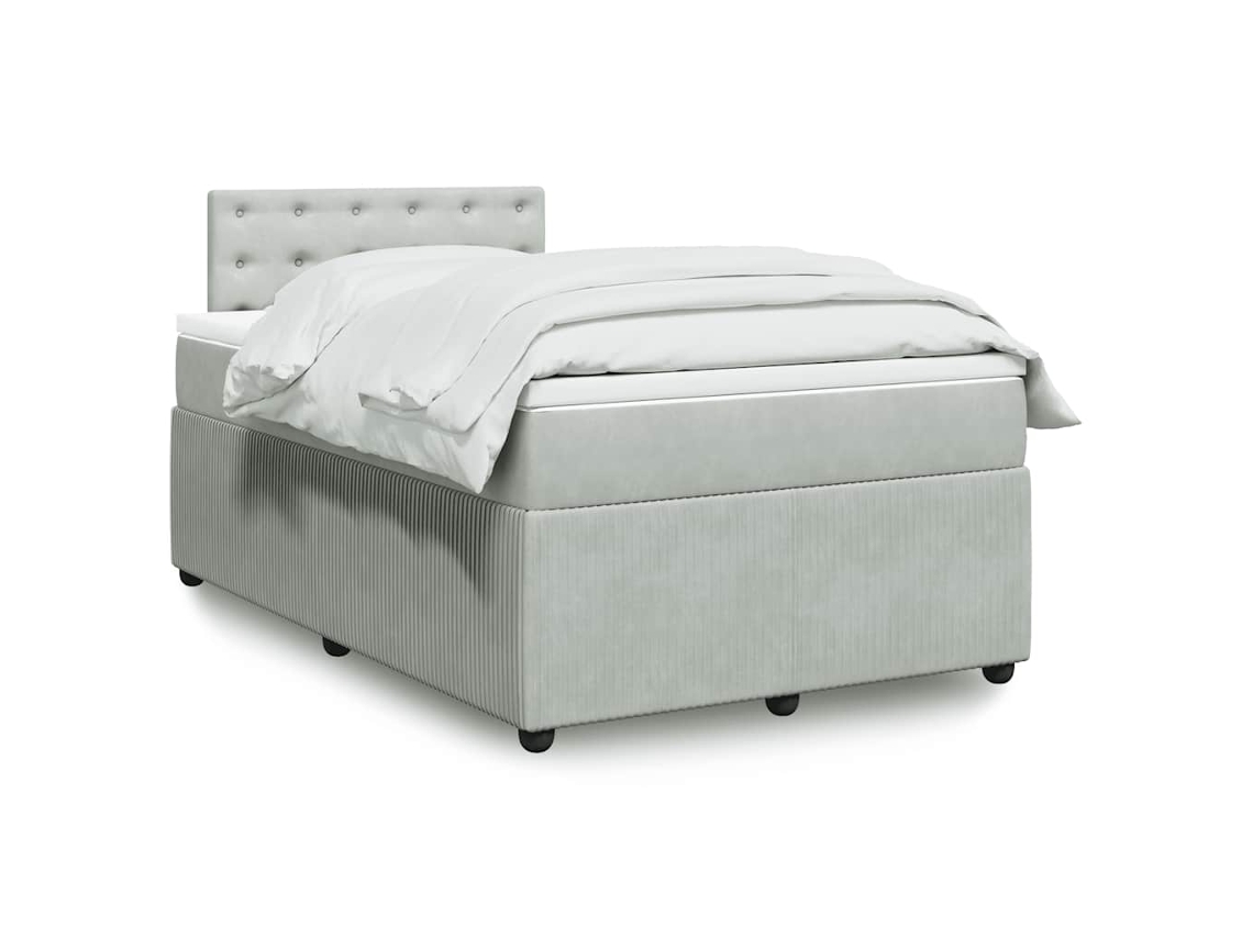Vidaxl Cama Boxspring Com Colchão 120x190 Cm Veludo Cinzento-claro