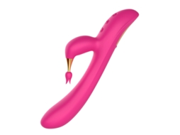 Vibrador De Massagem De Silicone Prova Dgua Multifrequncia De Cabea Dupla Para Mulheres(rosa Vermelha)