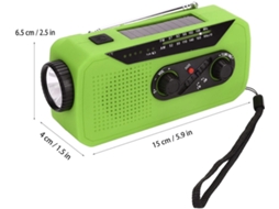 Rádio de Emergência com Manivela, Alerta Meteorológico e Lanterna, Verde AQUAFORGE