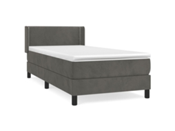 Cama com Molas/colchão 100x200 Cm Veludo Cinza escuro MAISON EXCLUSIVE