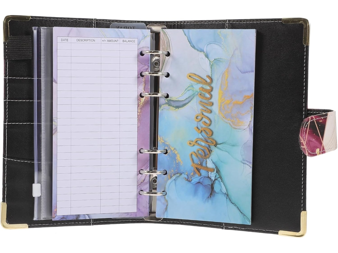 Caderno Organizador De Papel E Economia Com Design Mármore, Pasta Em Couro Sintético Estudantes, Ideal