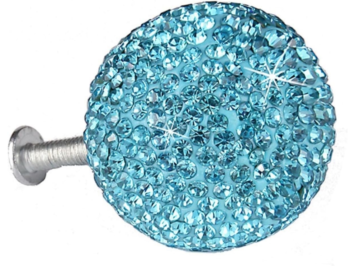 Puxador De Porta Elegante Em Formato Bola Para Guarda Roupas E Cômodas, Design Em Cerâmica Macia Com Strass, Tamanho De
