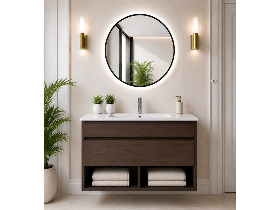 Móvel De Casa De Banho Suspenso Com Lavatório Extraplano Origenbath Nebari Sem Espelho 70x40 Cm Freixo Tea