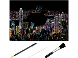 Conjunto De Papel Para Raspar Sewoart, Imagem Cidade Noturna, Kit Com