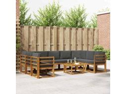 Vidaxl Conjunto De Sofás Para Exterior 10 Unid. Natural E Antracite