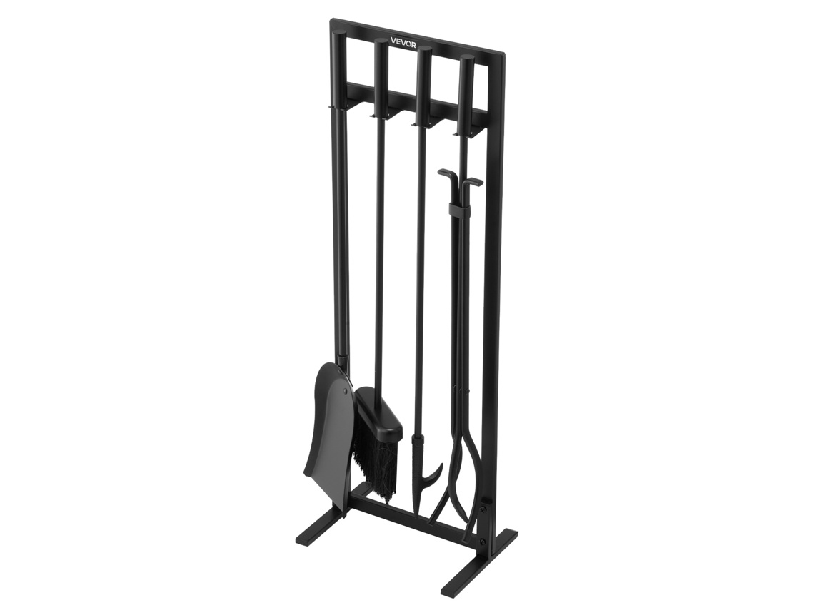 Conjunto De Ferramentas Para Lareira Com Suporte Quadrado, Escova E Atiçador Vevor