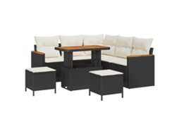 Conjunto 8 Sofá Modular Vidaxl Preto Vime Pe (90 X 55 X 71 Cm)