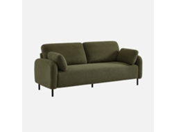 Sofá Boucle E Base De Metal, 3 Lugares, Verde Caqui Sweeek