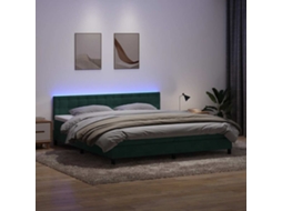 Cama Com Molas/colchão 180x220 Cm Veludo Verde-escuro