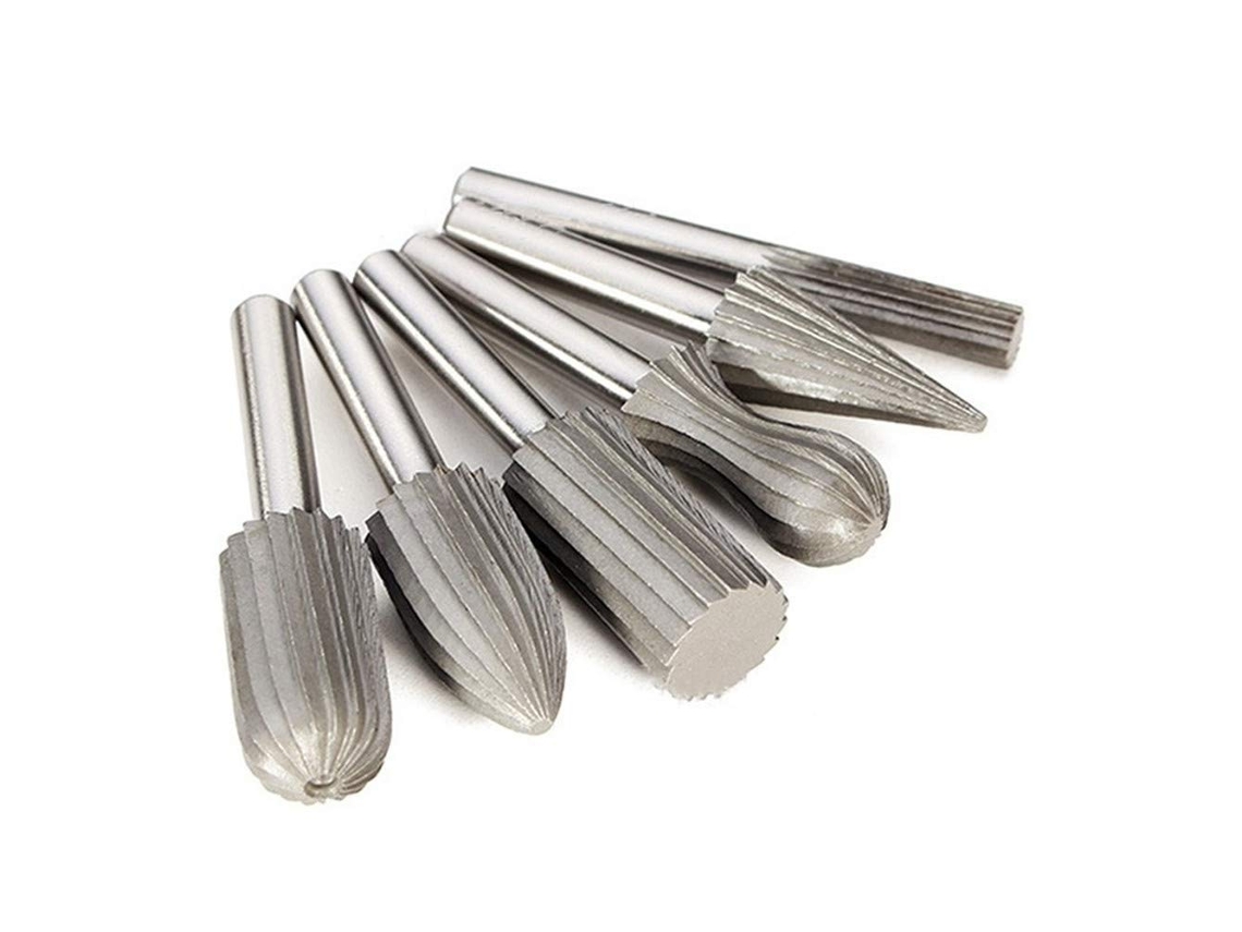 Conjunto de 6 Brocas Rotativas de Aço Rápido, 1/4 Polegada, para Metal, Esmerilhadeira, Entalhe