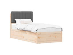 Estrutura de Cama com Cabeceira Estofada Cinza Escuro MAISON EXCLUSIVE