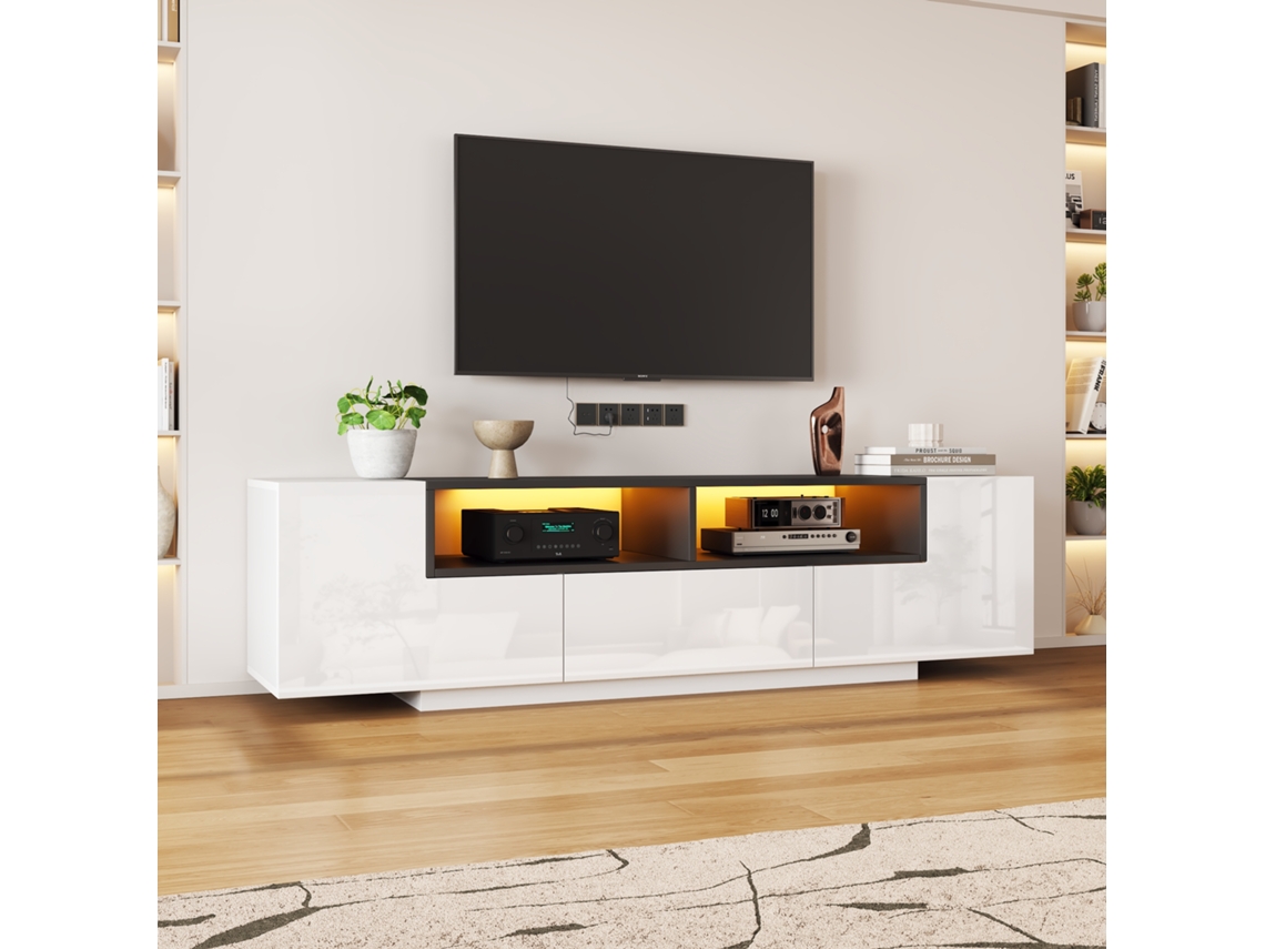 Armário Tv Branco/preto 180x40x48cm, Led, L, 75".-zz
