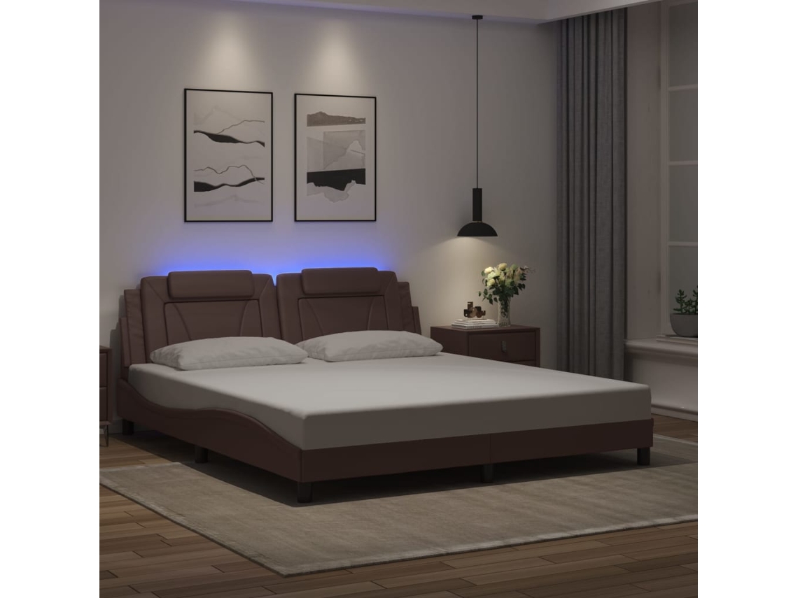 Vidaxl Estrutura De Cama Viana Com Led Sem Colchão 180x200cm Castanho