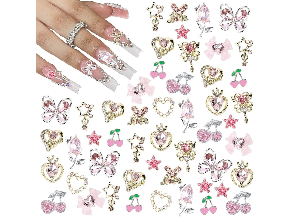 Acessórios para Unhas em Liga Y2k, 24 Peças, Decorações de Unhas com Strass para Manicure PANOONA (a)