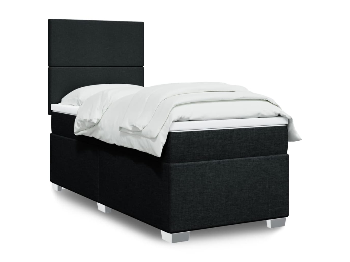 Cama Com Molas/colchão 80x200 Cm Tecido Preto