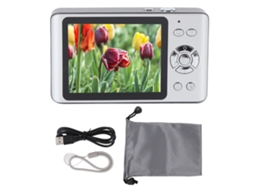 Câmera Digital 4k 64mp Compacta Com Foco Automático, Zoom Digital 18x E Tela De 2.8 Polegadas Para Viagens Prata