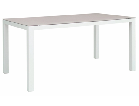 Mesa Conceito Retangular Alumínio Branco e Vidro Temperado Taupe 15290