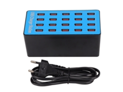 Carregador USB Múltiplo 20 Portas 100W com Ventilador