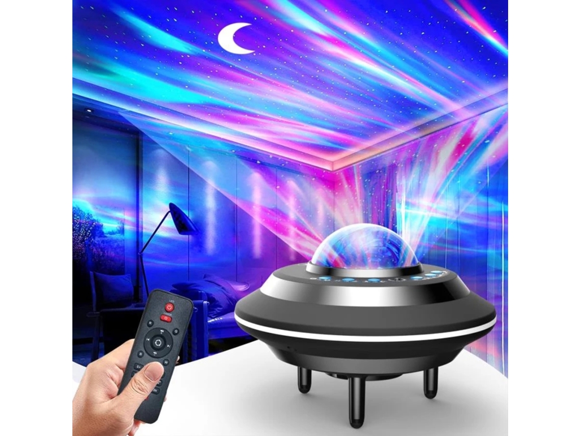 Rebe-projetor De Luzes De Aurora E Estrelas Ufo Com Controle Remoto, Bluetooth E Música Portátil Para Noite