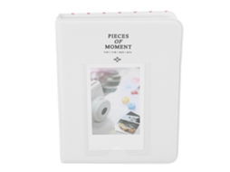 Álbum de fotos portátil de 64 bolsos em couro PU de 7,6 cm (3 polegadas) para câmeras instantâneas Mini 12, 11 e 9 polegadas, branco (modelo 2026).
