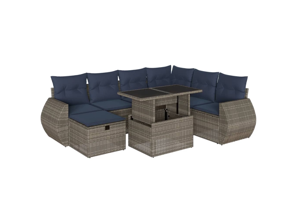 Conjunto de Sofá de Jardim, 8 Peças, Almofadas, Rattan Cinza MAISON EXCLUSIVE