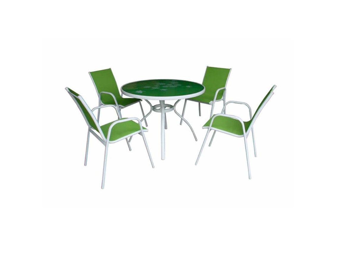Mesa 100 cm + 4 sillones africa verde conjunto