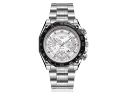 Reloj Hombre Impermeable Con Luz Nocturna Deportivo De Cuarzo Pulsera Acero Inoxidable Blanco