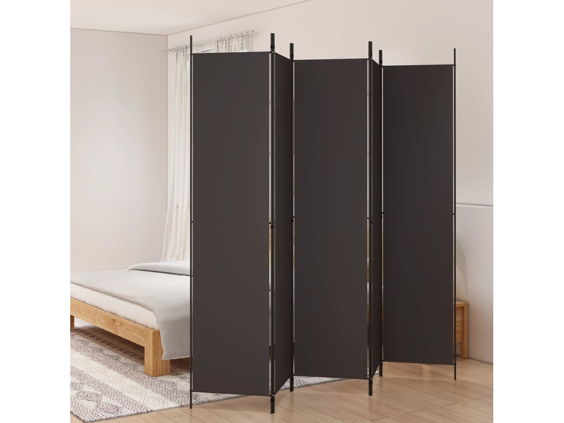 Vidaxl Biombo/divisória Com 5 Painéis 250x220 Cm Tecido Castanho