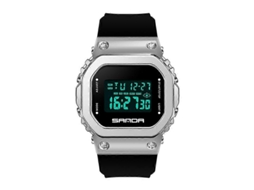 Relógio Eletrônico Esportivo Sanda 9006 Com Display Digital Led E Mostrador Quadrado, Unissex.