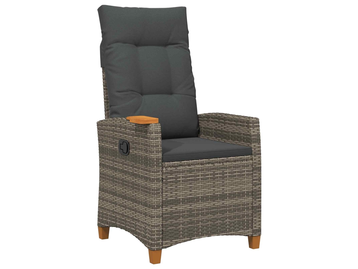 Vidaxl Cadeira Reclinável Com Prato Para Chá 62 X 64 X 112 Cm Vime Pe