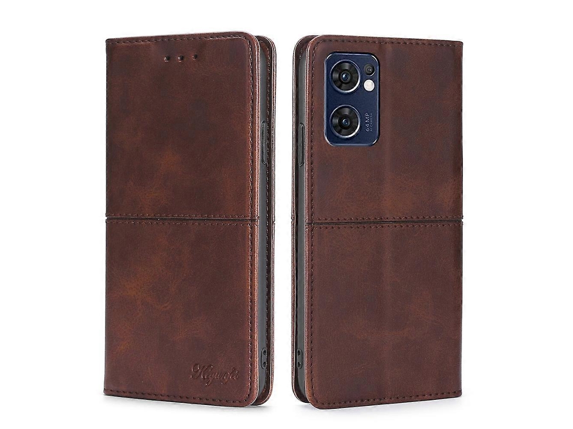 Capa De Celular Dobrável Horizontal Magnética Em Couro Com Textura De Vaca Para Oppo Reno7 5g Global/find X5 Lite