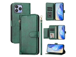 Capa De Celular De Couro Com Zíper E Compartimentos Para Vários Cartões