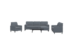 Vidaxl 4 Pcs Conjunto Sofás Com Almofadões E Rolos Veludo Cinza-escuro