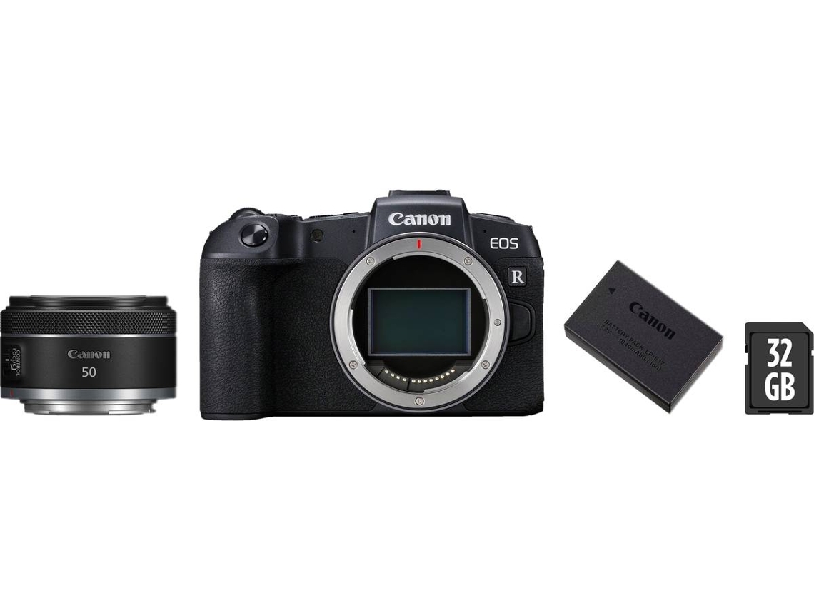 Kit Máquina Fotográfica CANON EOS RP + RF 50 + Bateria Extra + SD32 (Outlet Caixa Aberta)
