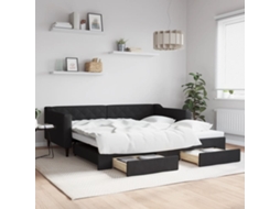 Vidaxl Sofá-cama Com Gavetão E Gavetas 100x200 Cm Tecido Preto