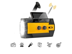 RÁDIO DE EMERGÊNCIA AQUAFORGE, meteorológico de 4000mah, manivela, carregador solar