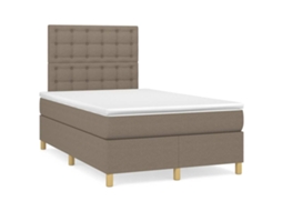 Vidaxl Cama Box Spring Colchão/led 120x190cm Tecido Cinza-acastanhado