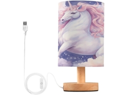 Luminária De Mesa Em Formato Cavalo Skyshu Pequena Led Usb Com Base Madeira Antiderrapante E Cúpula Que Não Agride Os