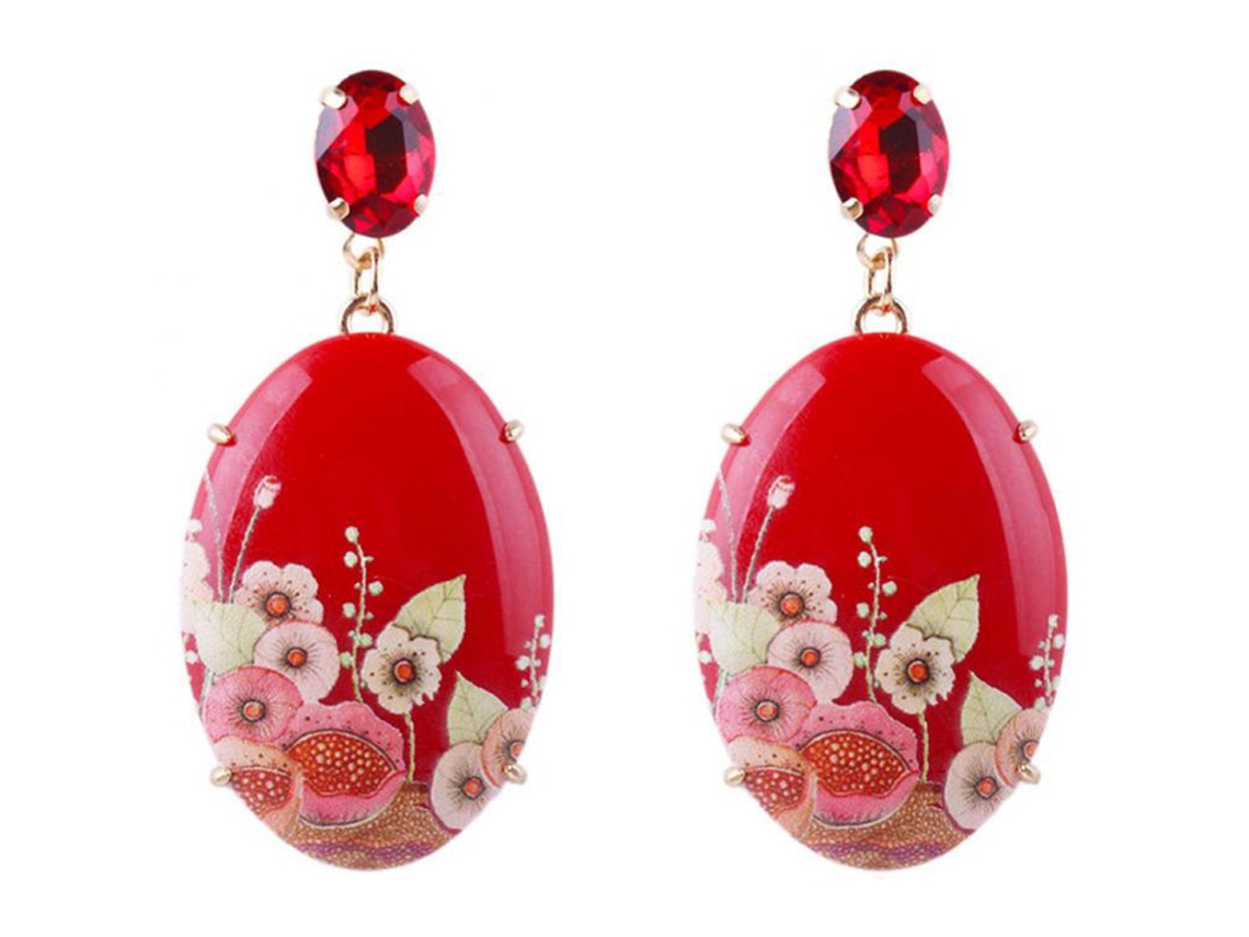 Brincos Estilo Moderno Strass Florido