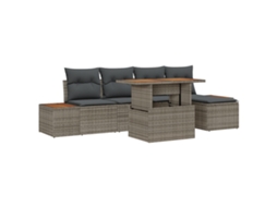 Conjunto 6 Mobiliário Externo Vidaxl Cinzento Vime Pe (100 X 55 X 73 Cm)