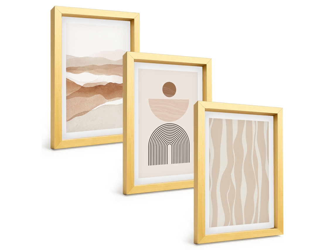 Composição De Quadros Paisagem Abstrata, Natureza E Geometria Espelharte (3 Peças 20x30 Cm)