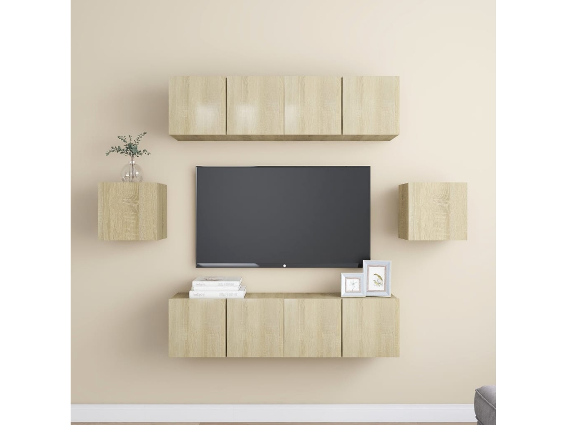 Vidaxl 6 Pcs Conjunto Móveis de Tv Derivados Madeira Carvalho Sonoma