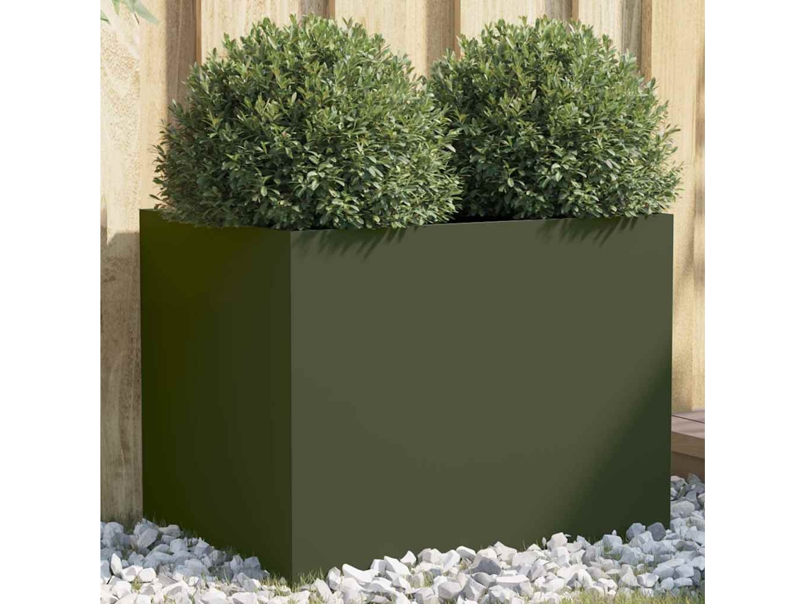 Vidaxl Vaso/floreira 62x47x46 Cm Aço Verde Azeitona